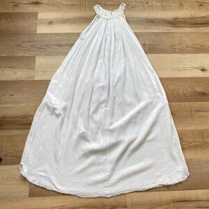 Isabel Marant Etoile Women's Fringe Slubbed Cotton Boho Maxi Dress White Size 36